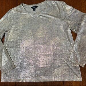 Vera Wang Shimmery Silver Gold Women's Long Sleeved Top Elegant